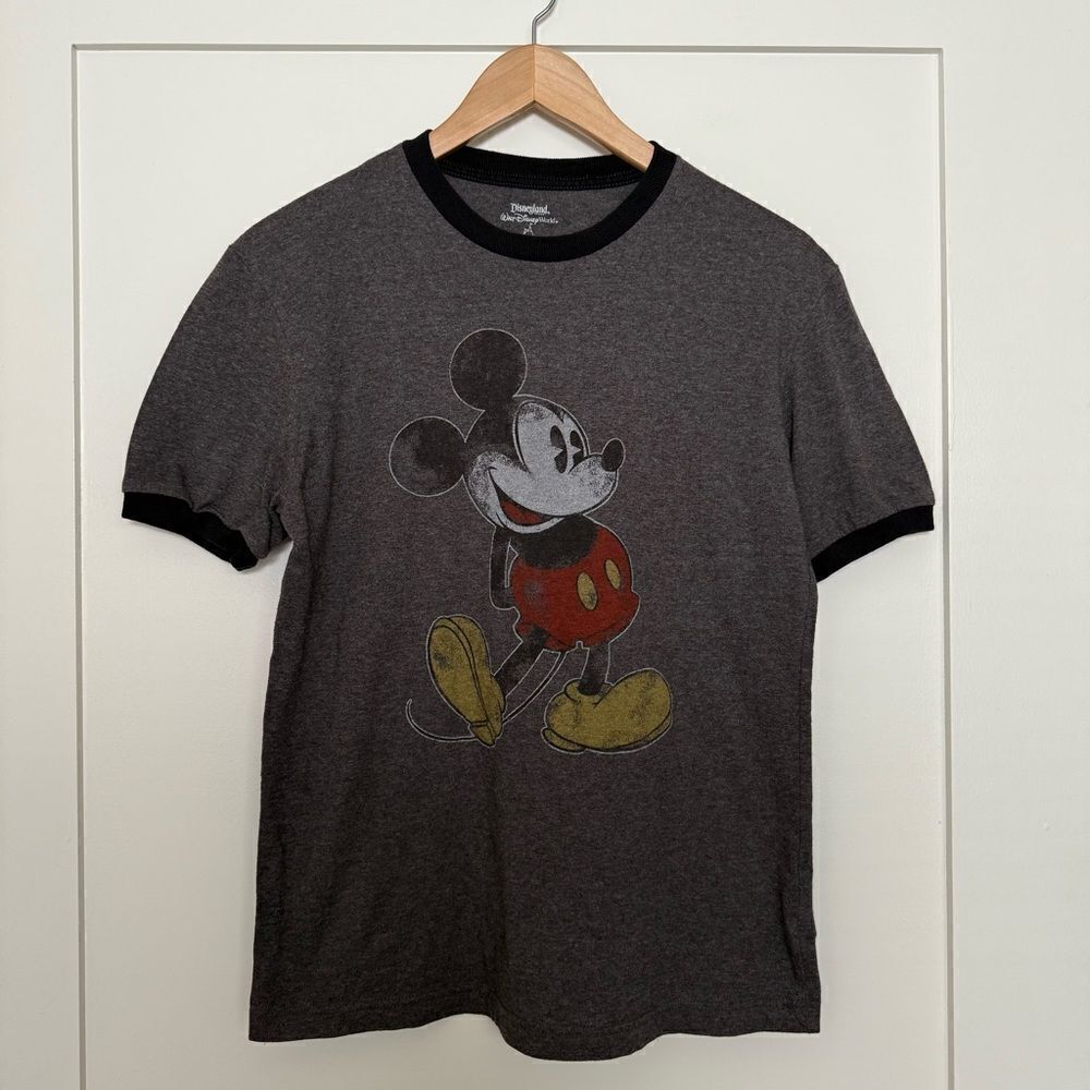 Disney T-Shirt Tee Adult Unisex Small Gray Disneyland Mickey Mouse Short Sleeve
